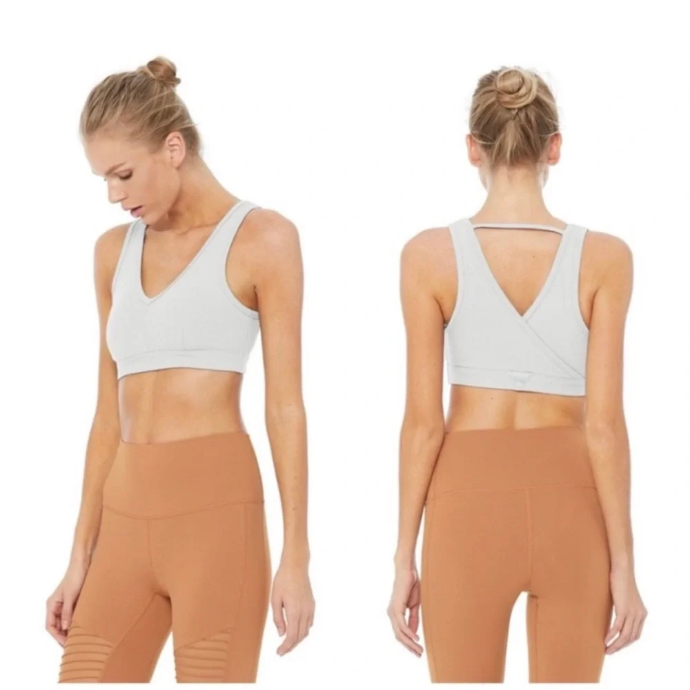 Alo Yoga Togetherness Bra Grey Heather Size Medium